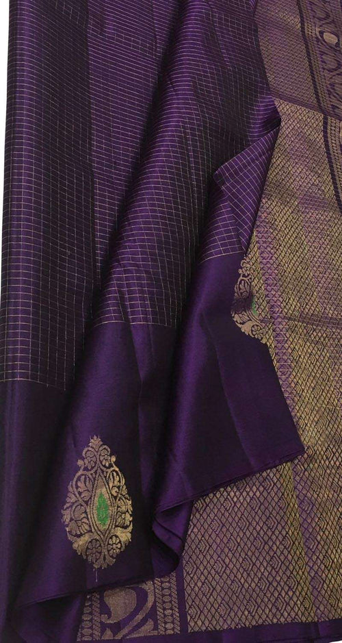 Exquisite Purple Handloom Kanjeevaram Silk Saree - Luxurion World