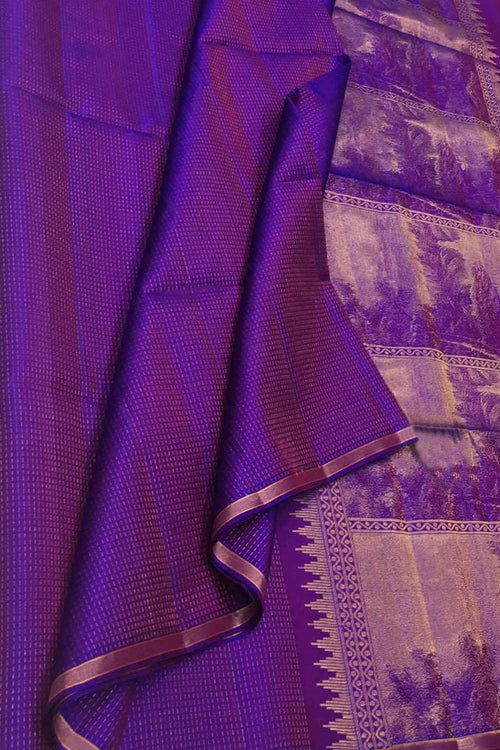 Exquisite Purple Handloom Kanjeevaram Silk Saree - Luxurion World