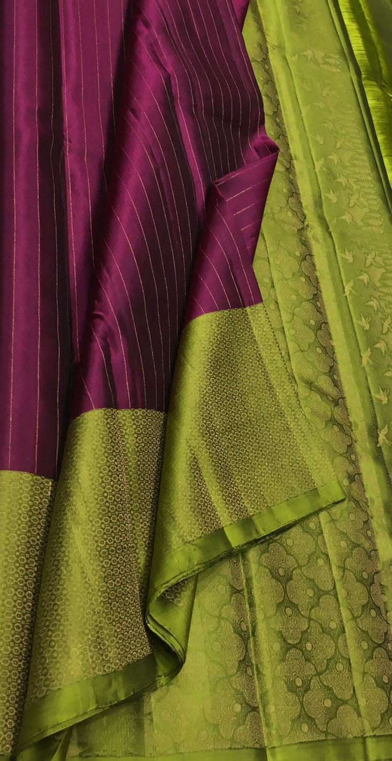 Exquisite Purple Handloom Kanjeevaram Silk Saree - Luxurion World