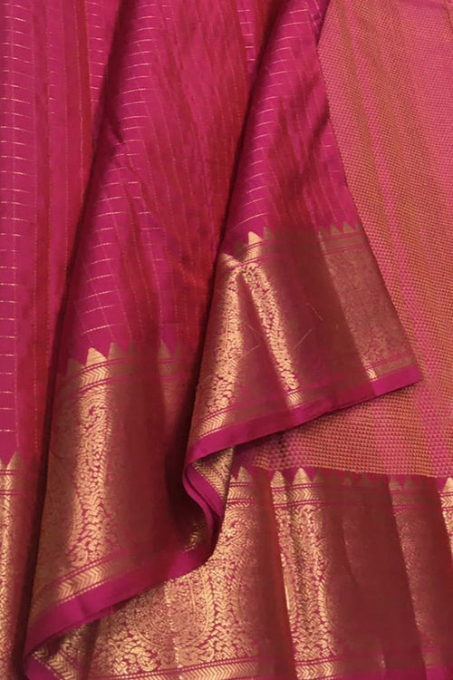 Pink Handloom Kanjeevaram Pure Silk Saree - Luxurion World