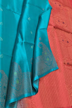 Blue Handloom Kanjeevaram Pure Silk Saree - Luxurion World