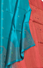 Blue Handloom Kanjeevaram Pure Silk Saree - Luxurion World