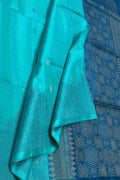 Blue Handloom Kanjeevaram Pure Silk Saree - Luxurion World