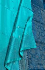 Blue Handloom Kanjeevaram Pure Silk Saree - Luxurion World