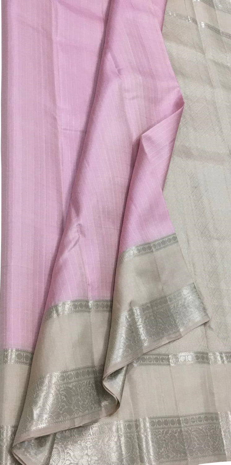 Pink Handloom Kanjeevaram Pure Silk Saree - Luxurion World