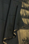 Black Handloom Kanjeevaram Pure Silk Saree - Luxurion World