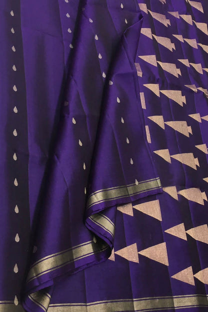 Purple Handloom Kanjeevaram Pure Silk Saree - Luxurion World