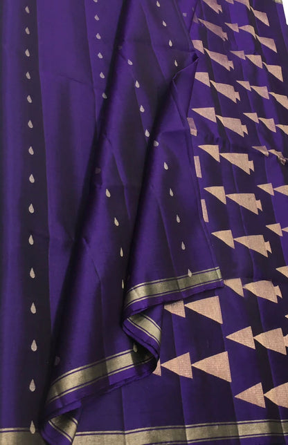 Purple Handloom Kanjeevaram Pure Silk Saree - Luxurion World