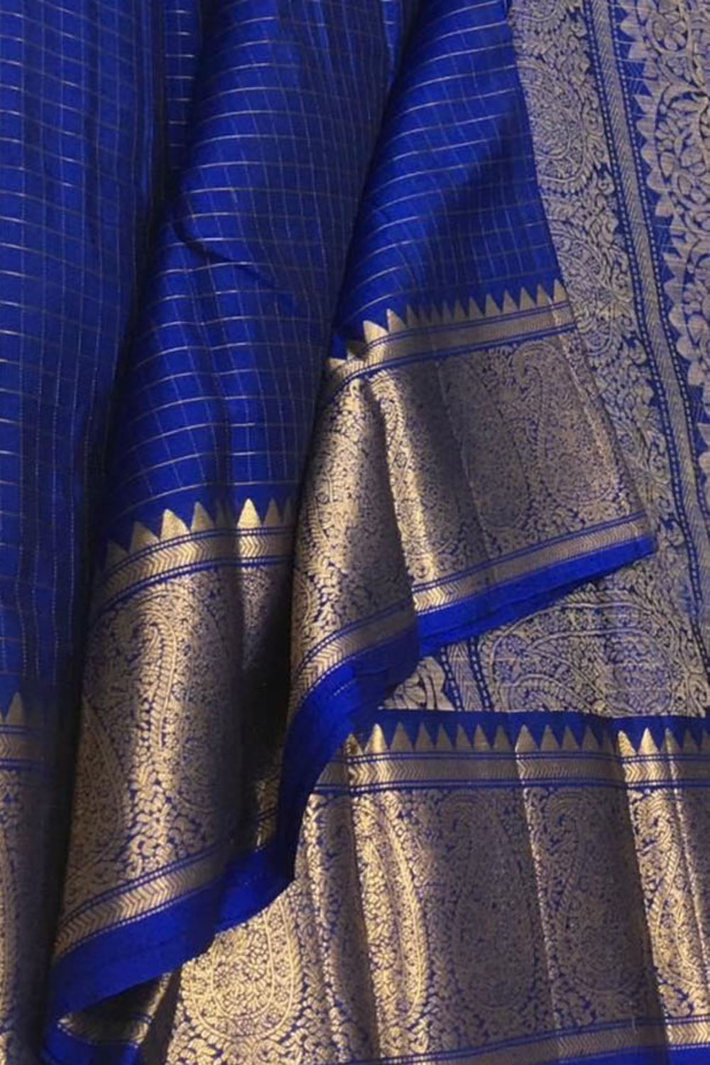 Blue Handloom Kanjeevaram Pure Silk Saree - Luxurion World
