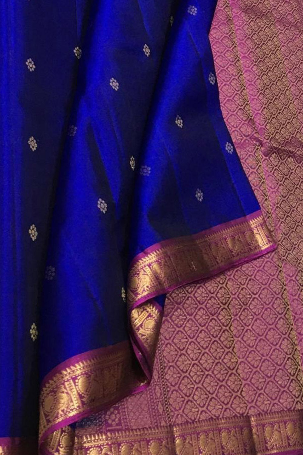 Blue Handloom Kanjeevaram Pure Silk Saree - Luxurion World