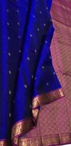 Blue Handloom Kanjeevaram Pure Silk Saree - Luxurion World