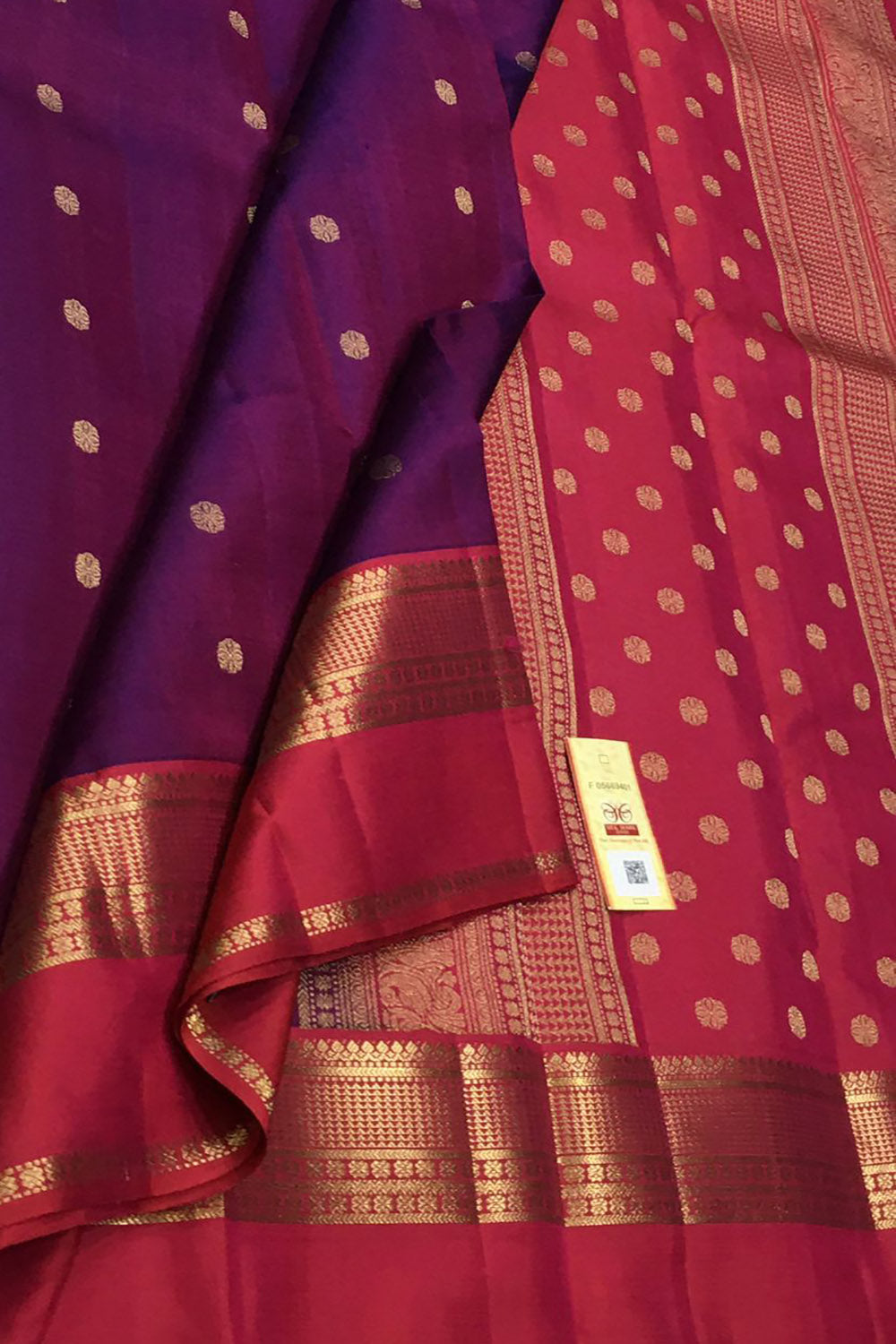 Purple Kanjeevaram Pure Silk Saree — Parrot Mango Zari, Ceremonial