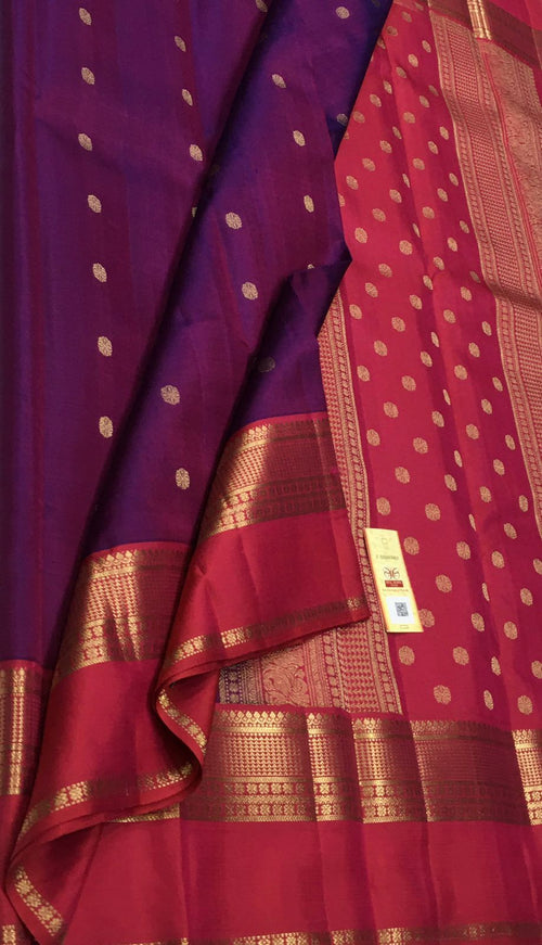 PS1K2PU126070708 Purple Handloom Kanjeevaram Pure Silk Saree