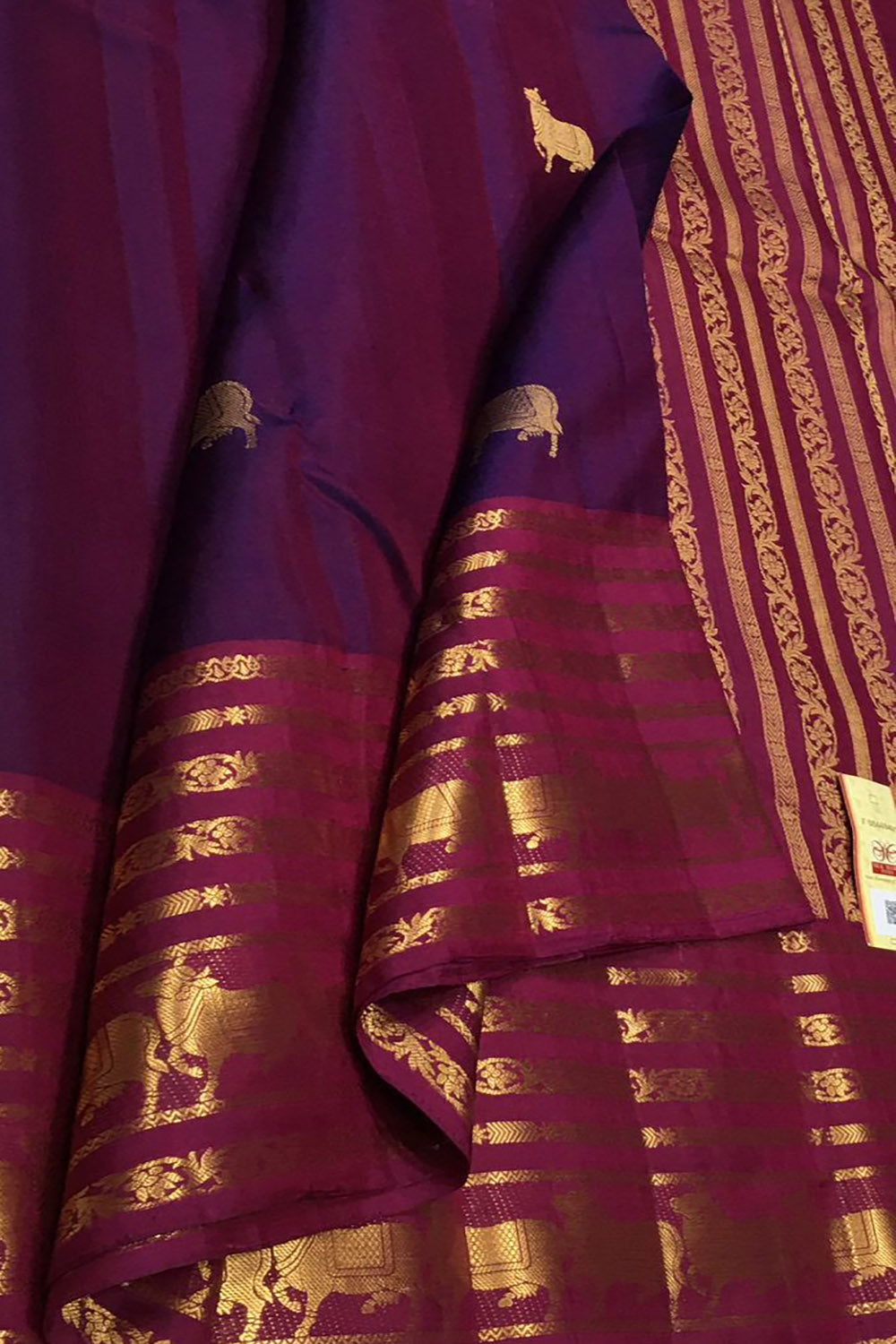 Purple Handloom Kanjeevaram Pure Silk Saree
