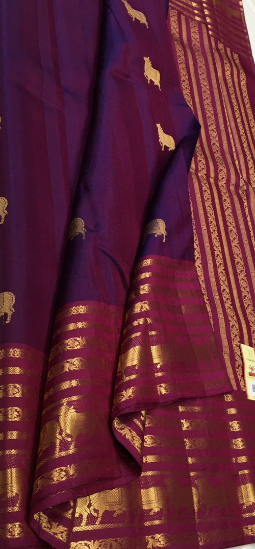 PS1K2PU126070710 Purple Handloom Kanjeevaram Pure Silk Saree