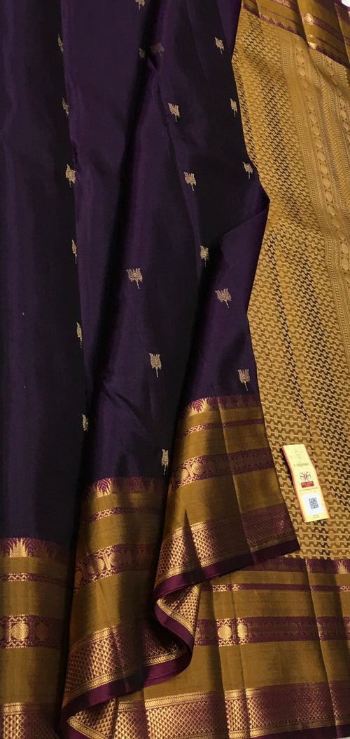 PS1K2PU126070713 Purple Handloom Kanjeevaram Pure Silk Saree