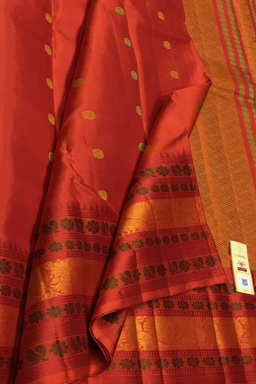 Orange Handloom Kanjeevaram Pure Silk Saree