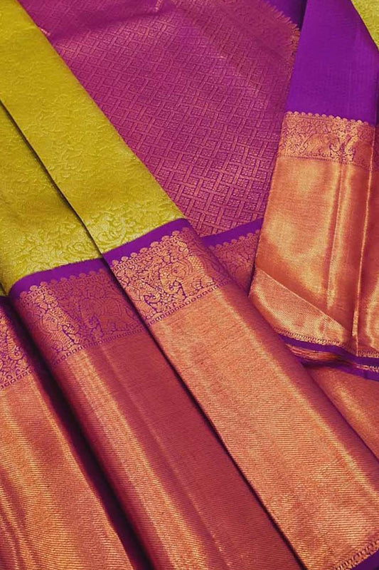 Stunning Green Kanjeevaram Handloom Silk Saree - Pure Elegance - Luxurion World