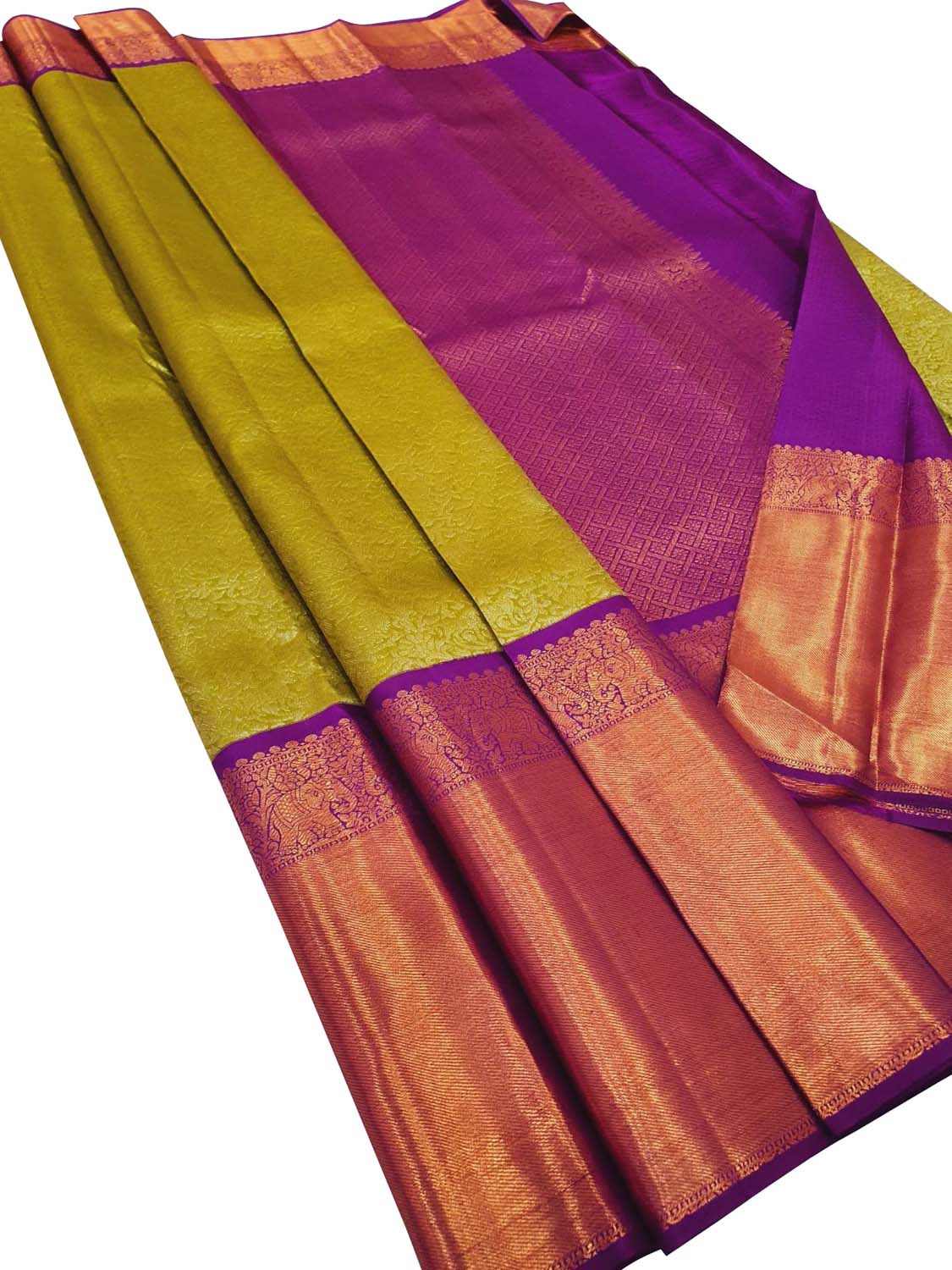 Stunning Green Kanjeevaram Handloom Silk Saree - Pure Elegance - Luxurion World
