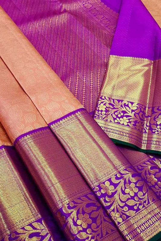 Pure Silk Pink Kanjeevaram Handloom Saree: Traditional Elegance - Luxurion World