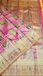 Multicolor Kanjeevaram Handlooms Pure Tissue Silk Saree - Luxurion World