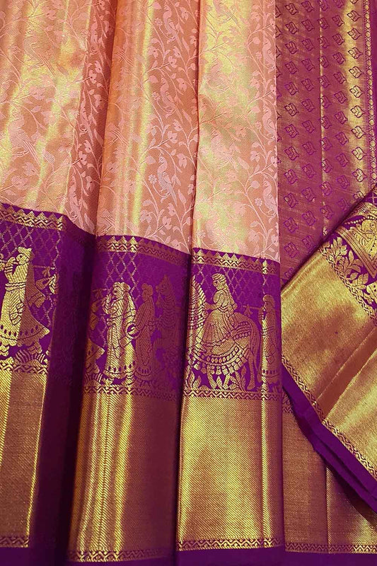 Exquisite Pink Kanjeevaram Silk Saree - Handloom Beauty - Luxurion World