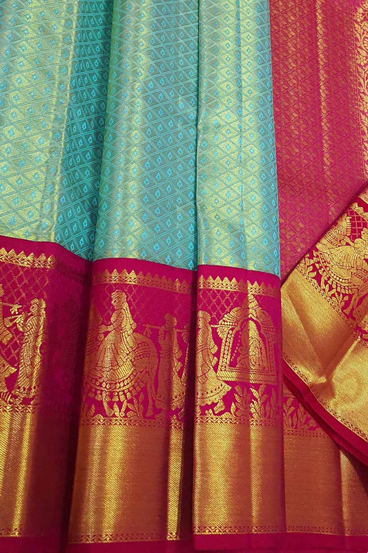 Exquisite Blue Kanjeevaram Handloom Silk Saree - Luxurion World