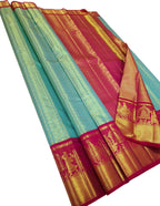 Exquisite Blue Kanjeevaram Handloom Silk Saree - Luxurion World