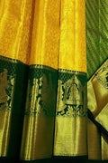 Golden Glow: Yellow Kanjeevaram Pure Silk Saree - Luxurion World