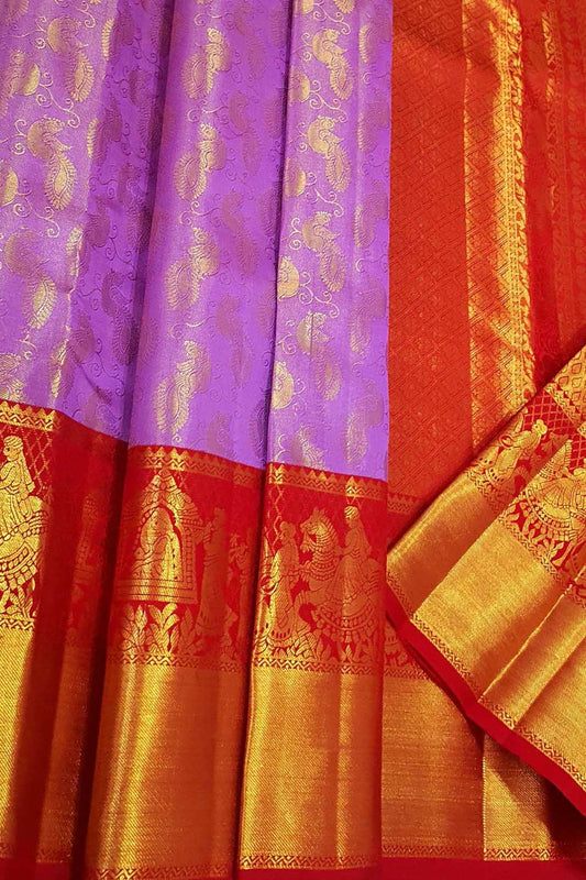 Exquisite Purple Kanjeevaram Silk Saree - Luxurion World