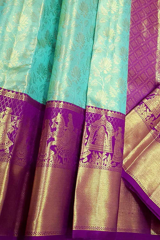 Exquisite Blue Kanjeevaram Handloom Silk Saree - Luxurion World