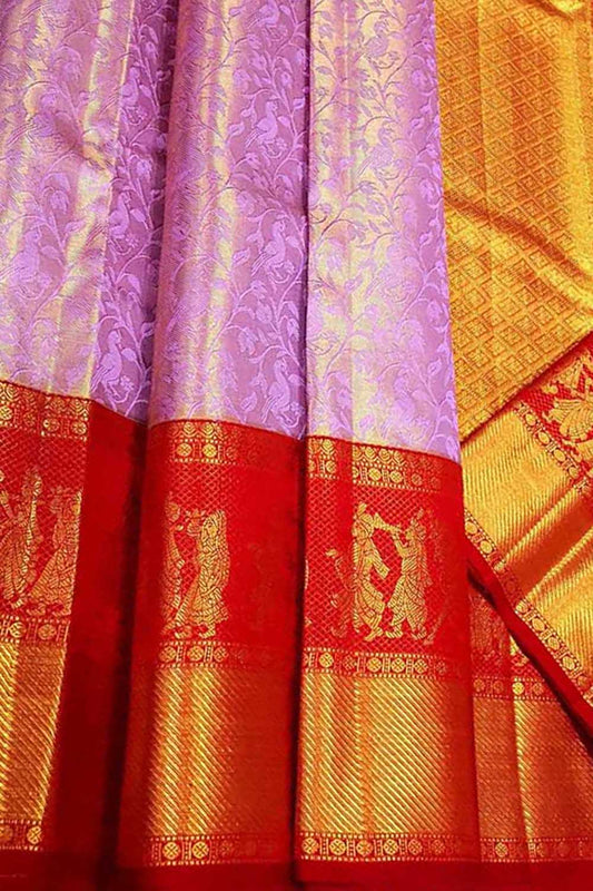 Exquisite Pink Kanjeevaram Silk Saree - Handloom Beauty - Luxurion World