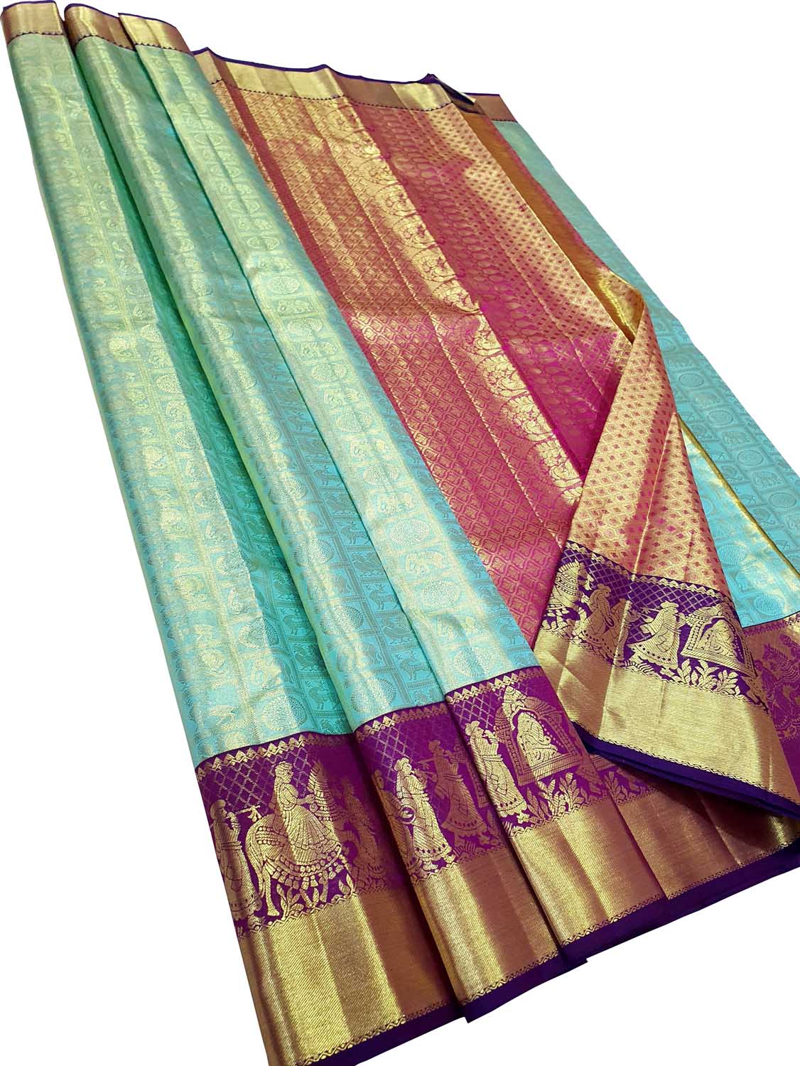 Exquisite Blue Kanjeevaram Handloom Pure Silk Saree - Luxurion World