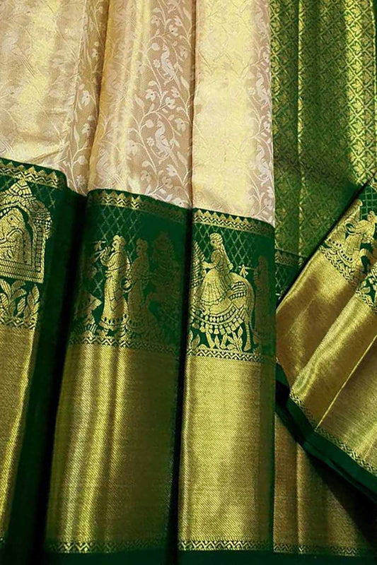 Exquisite Pastel Kanjeevaram Handloom Silk Saree - Luxurion World