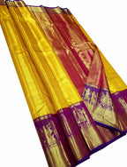 Yellow Kanjeevaram Handloom Silk Saree - Pure Elegance - Luxurion World