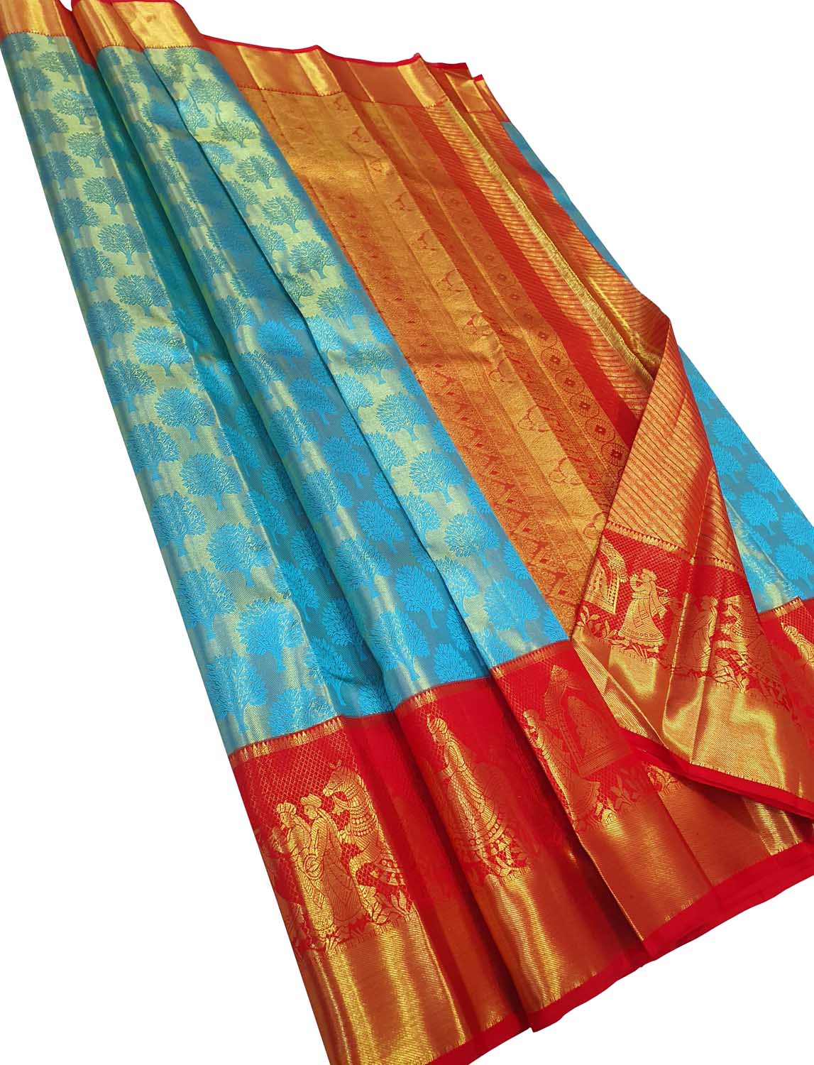 Exquisite Blue Kanjeevaram Silk Saree - Handloom Beauty - Luxurion World