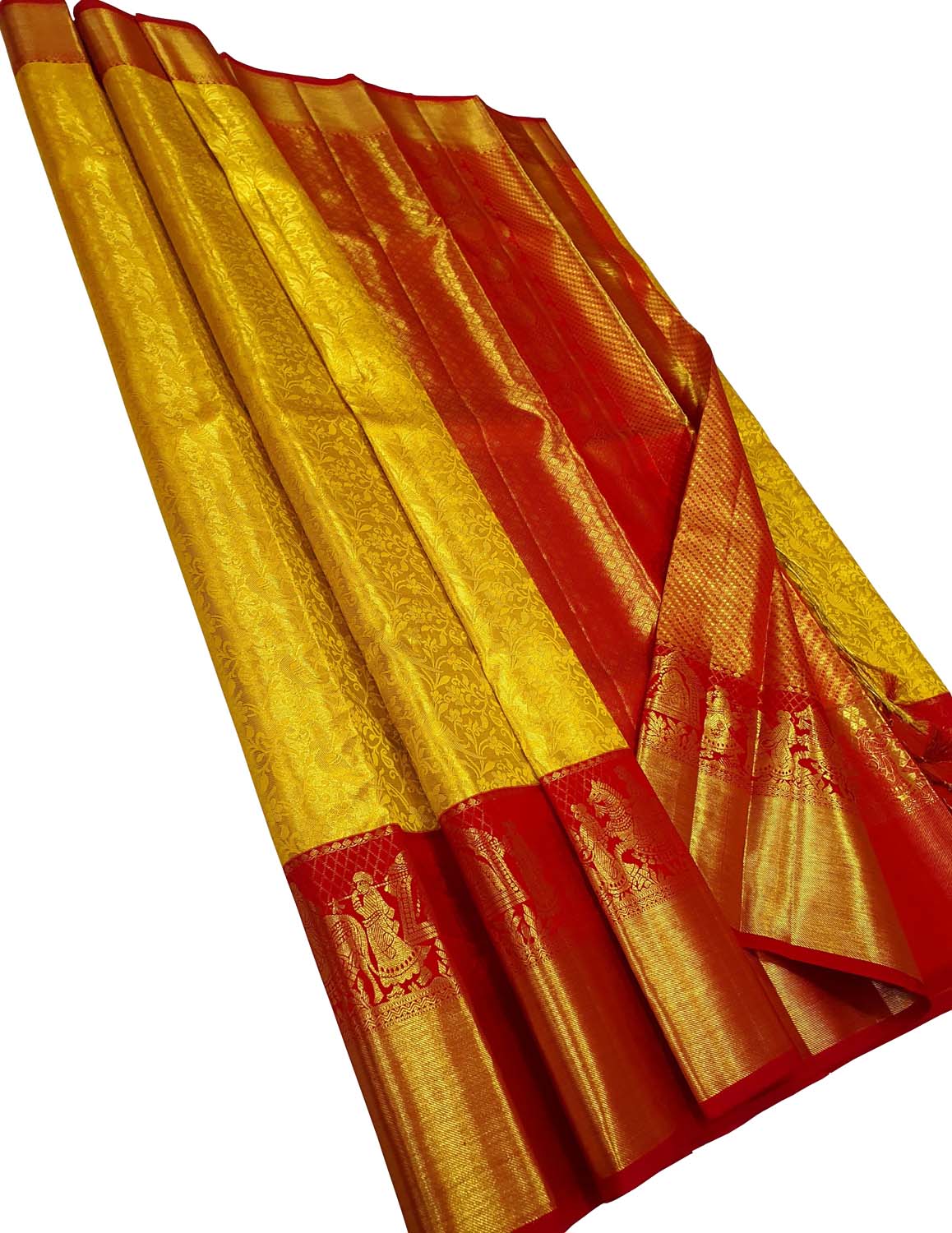 Yellow Kanjeevaram Handloom Silk Saree - Pure Elegance - Luxurion World