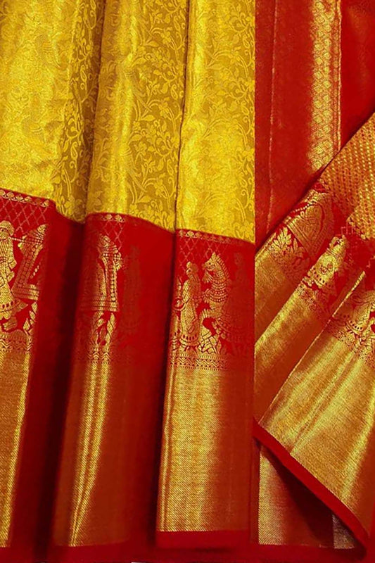Yellow Kanjeevaram Handloom Silk Saree - Pure Elegance - Luxurion World