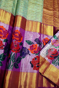Emerald Elegance: Green Kanjeevaram Handloom Silk Saree - Luxurion World
