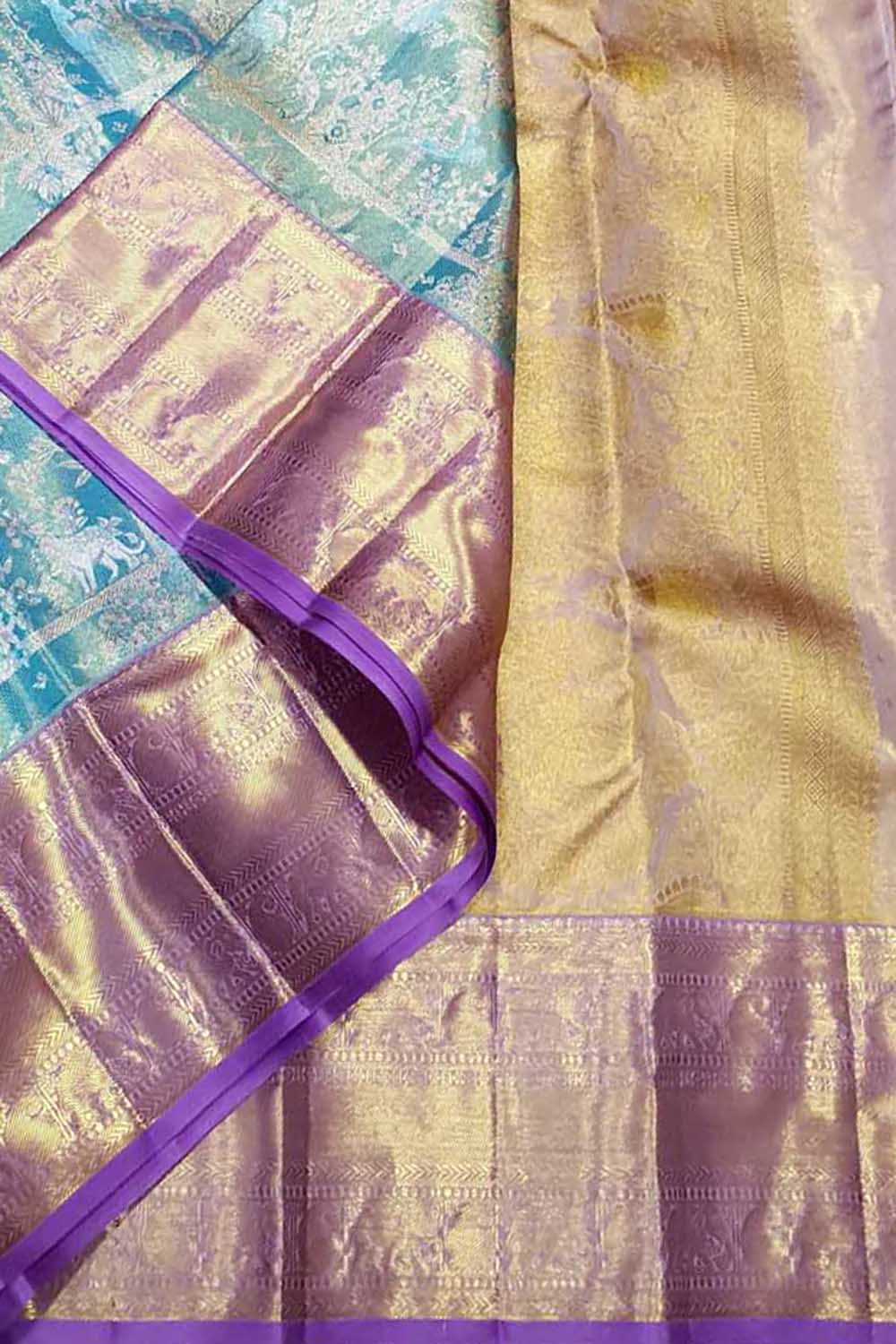 Exquisite Blue Kanjeevaram Tissue Silk Saree - Luxurion World