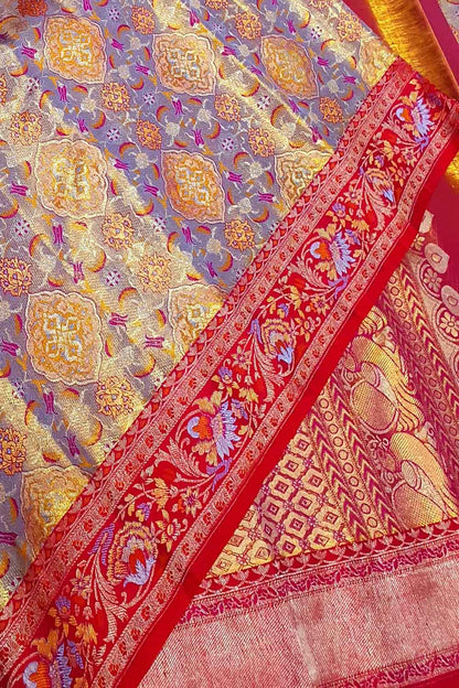 Exquisite Multicolor Kanjeevaram Handloom Pure Tissue Silk Saree - Luxurion World