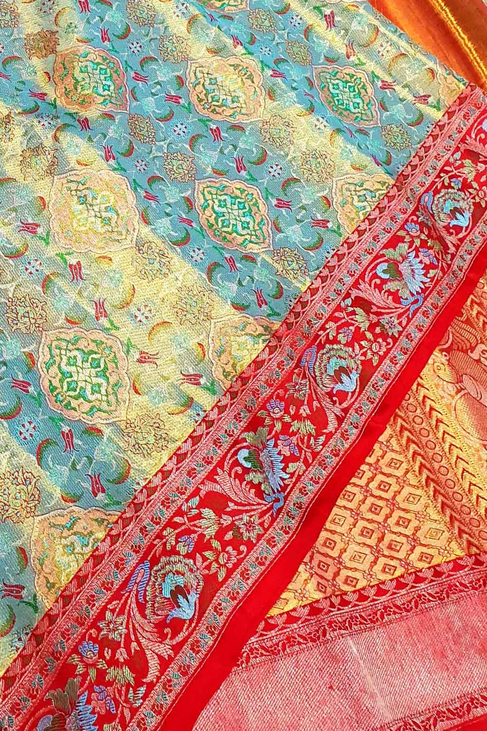 Exquisite Multicolor Kanjeevaram Handloom Pure Tissue Silk Saree - Luxurion World