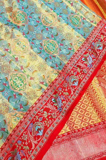 Exquisite Multicolor Kanjeevaram Handloom Pure Tissue Silk Saree - Luxurion World