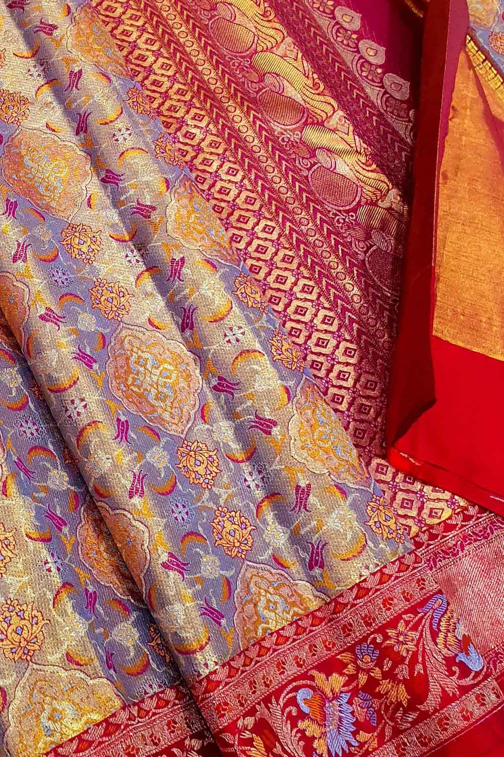 Exquisite Multicolor Kanjeevaram Handloom Pure Tissue Silk Saree - Luxurion World