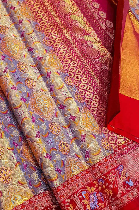 Exquisite Multicolor Kanjeevaram Handloom Pure Tissue Silk Saree - Luxurion World