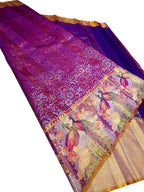 Exquisite Purple Kanjeevaram Handloom Pure Silk Saree - Luxurion World