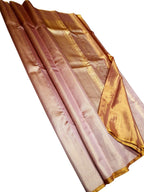 Exquisite Pink Kanjeevaram Handloom Pure Tissue Silk Saree - Luxurion World