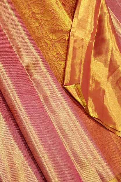 Exquisite Pink Kanjeevaram Handloom Pure Tissue Silk Saree - Luxurion World