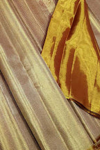 Exquisite Golden Kanjeevaram Handloom Pure Tissue Silk Saree - Luxurion World