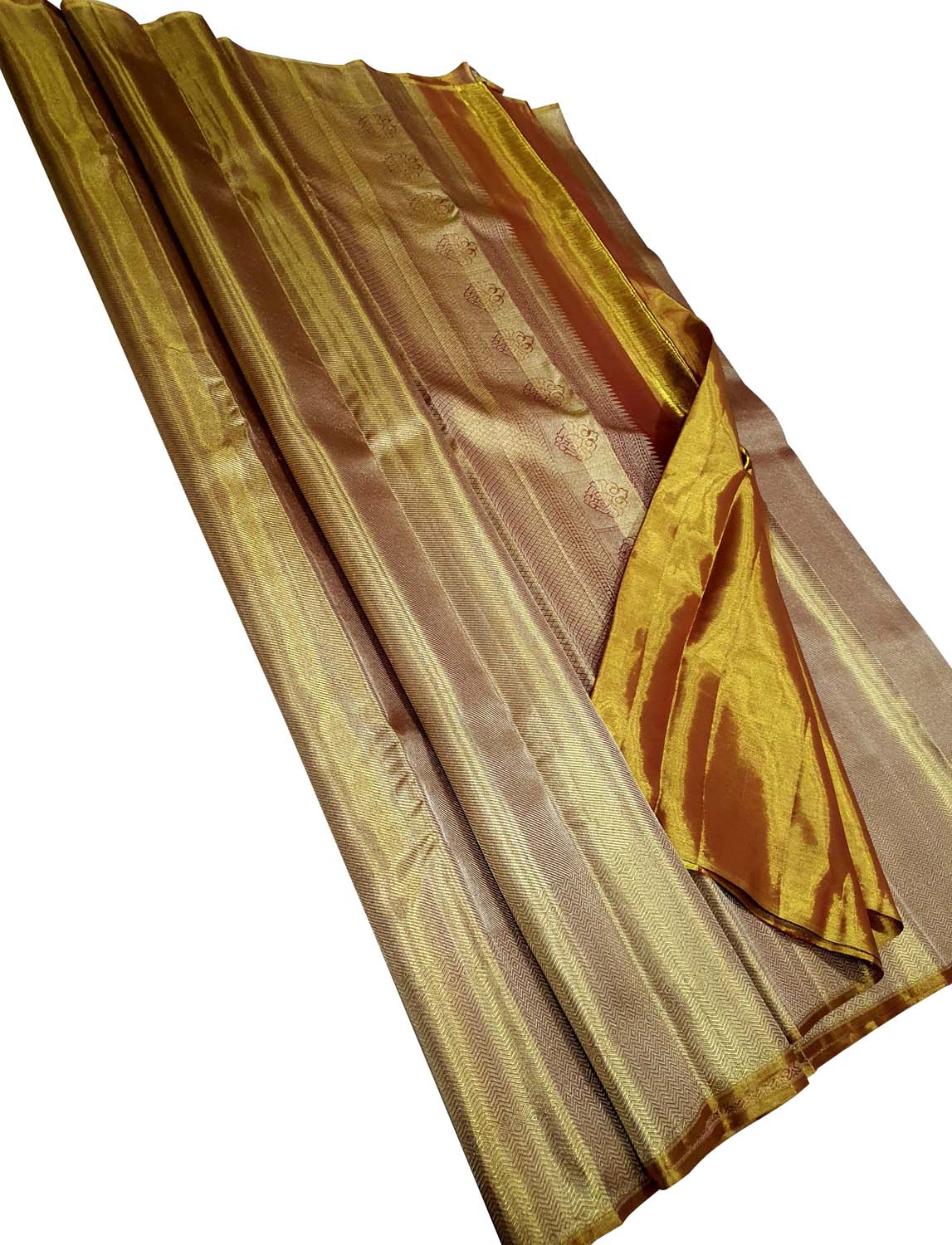 Exquisite Golden Kanjeevaram Handloom Pure Tissue Silk Saree - Luxurion World